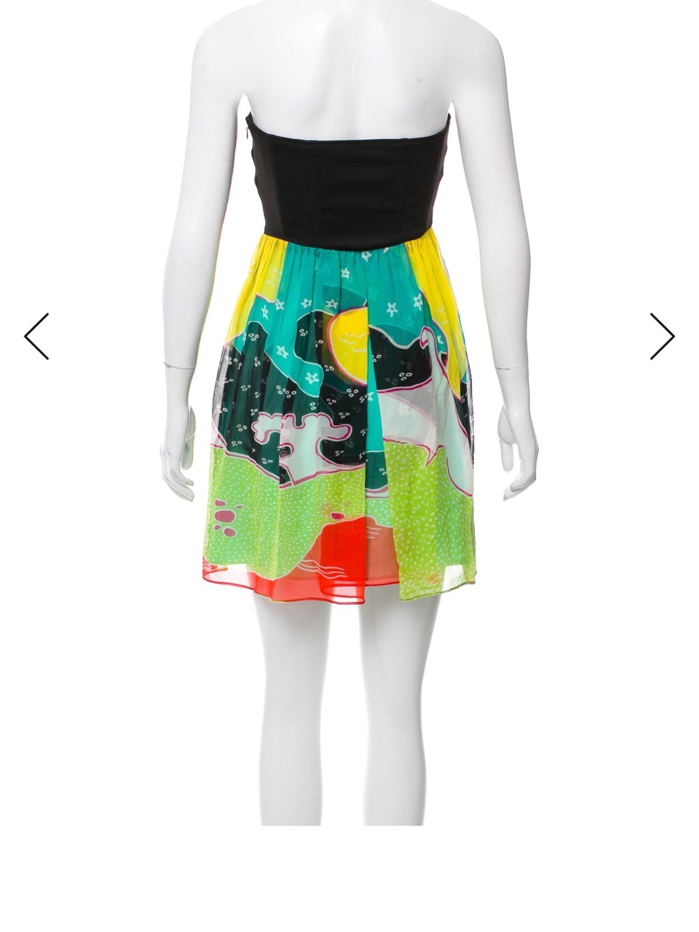 Diane von Furstenberg Silk Strapless Abstract Print Dress Size 2 - Picture 4 of 16